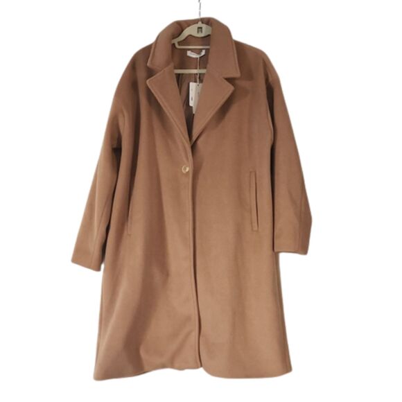NWT Commense Oversized Lapel Wool Overcoat, Tan, Size M - Picture 2 of 6